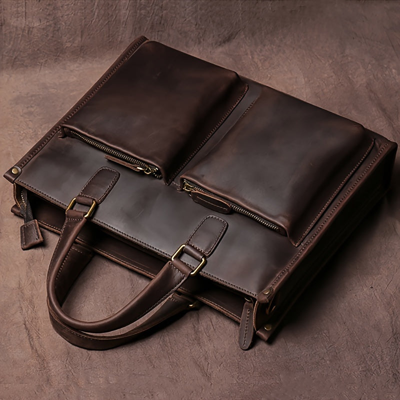 Vintage Top Layer Mens Leather Office Bag