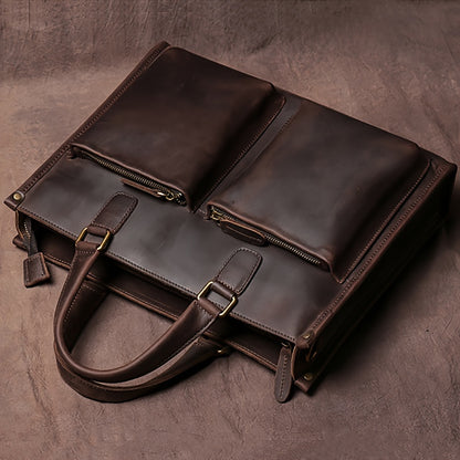 Vintage Top Layer Mens Leather Office Bag