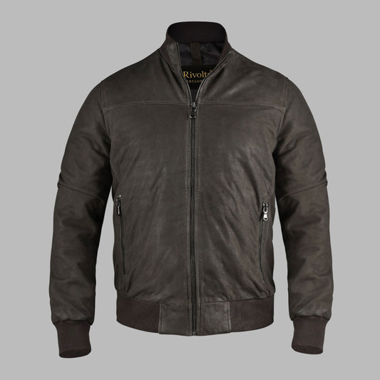 Coffee Brown Suede Leather Jacket For Men