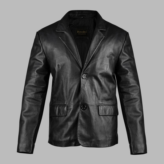 Black Leather Blazer For Mens