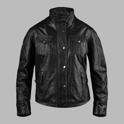 Black Real Leather Biker Jacket