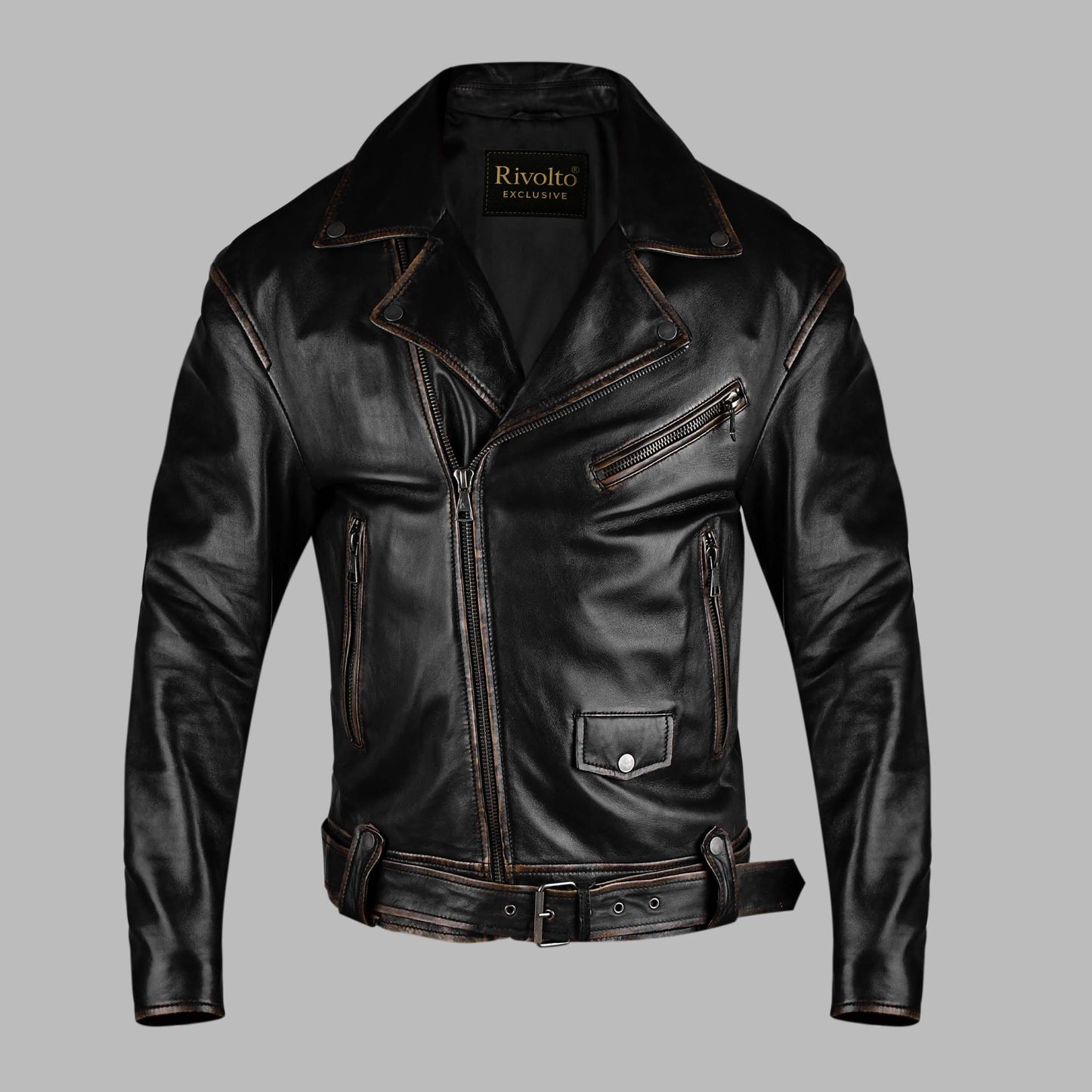 Distressed Brown Leather Jacket For Women