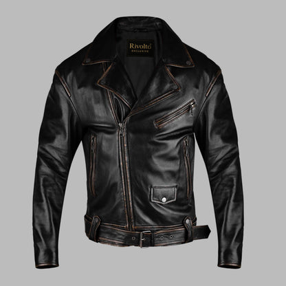 Distressed Brown Leather Jacket For Women
