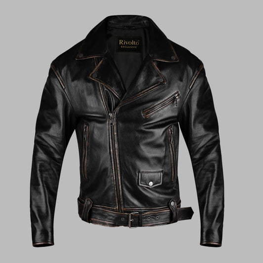 Distressed Brown Leather Jacket For Women