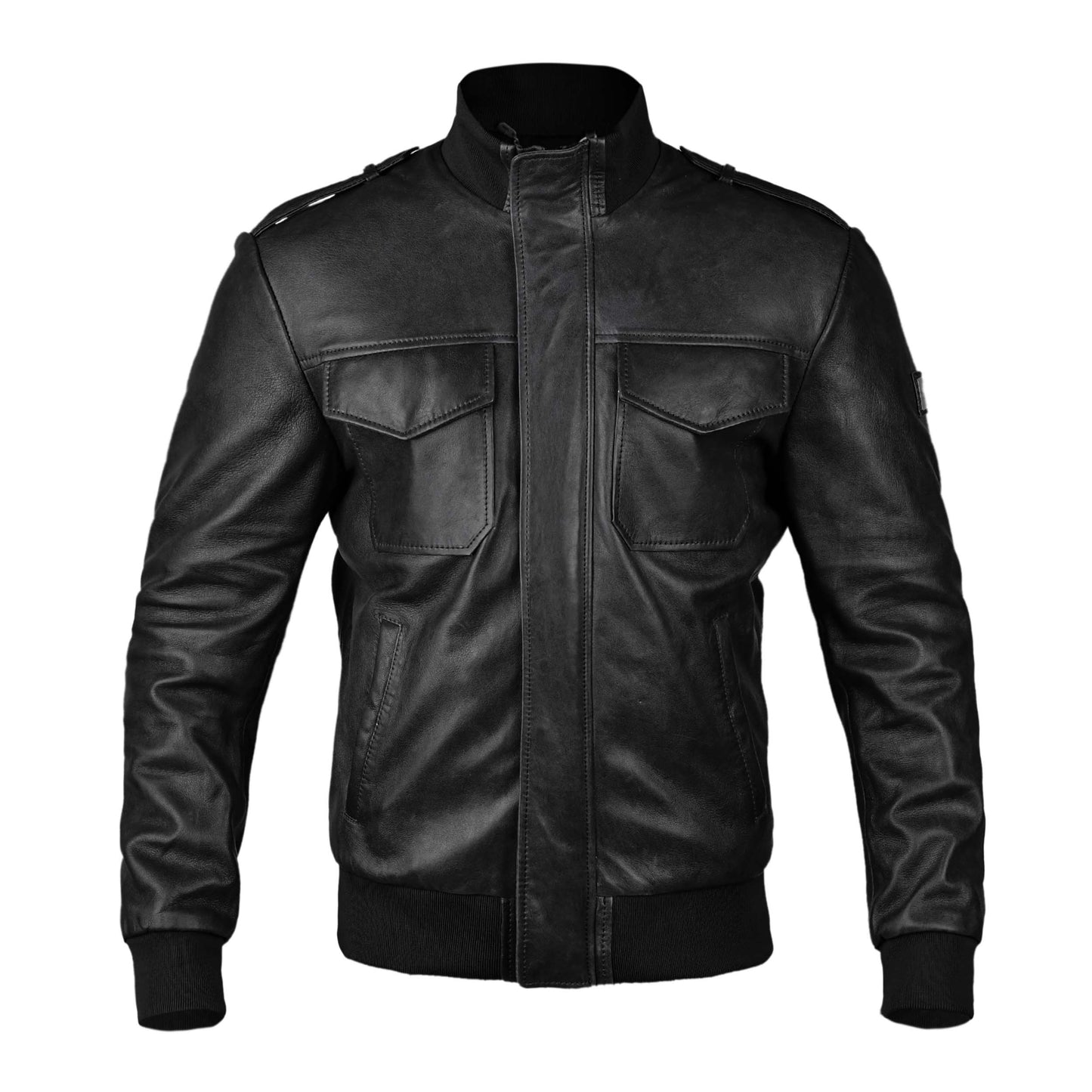 B3 Black Bomber Leather Jacket for Men