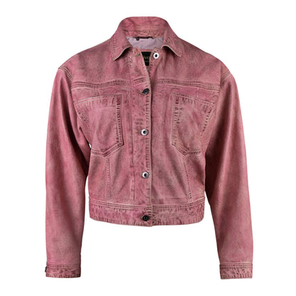 Waxed Purple Fashion Leather Jacket For Womens