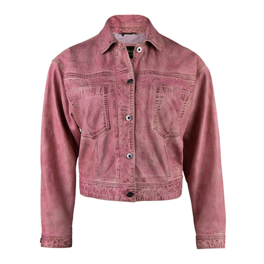 Waxed Purple Fashion Leather Jacket For Womens