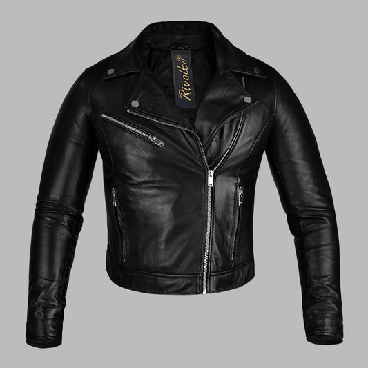 Black Leather Motorcycle Jacket For Men