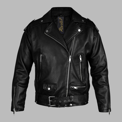 Black Real Leather Biker Jacket