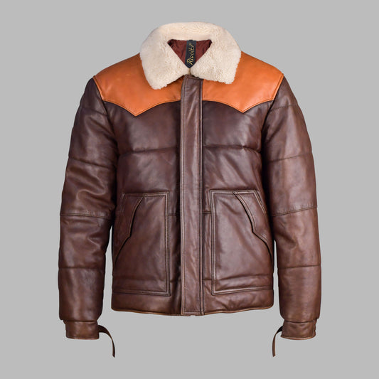 Aviator Leather Jacket Brown For Men