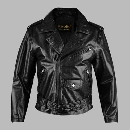 Distressed Black Motorcycle Leather Jacket