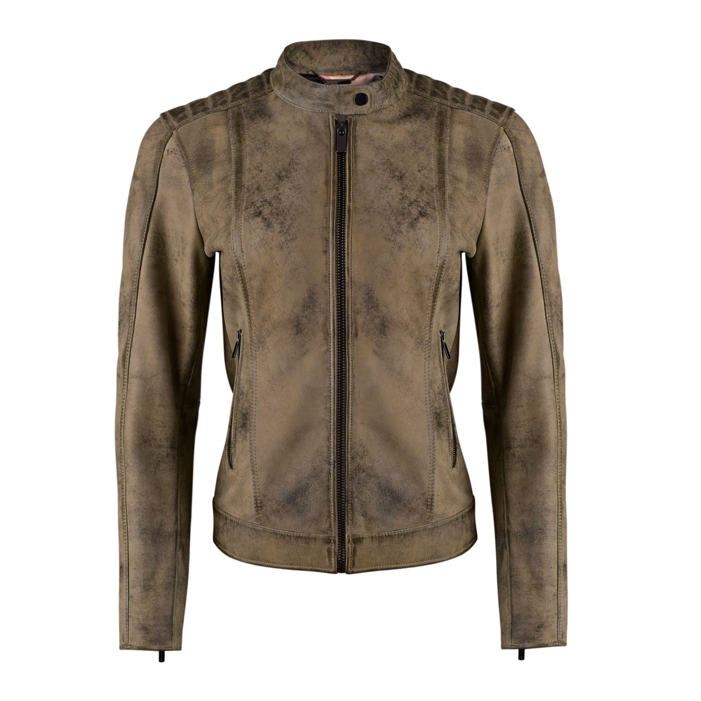 Women Retro Style Biker Leather Jacket