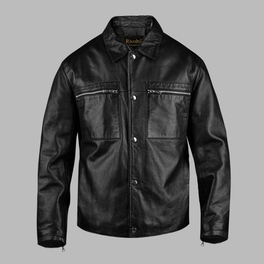 Classic Black Leather Shirt For Men