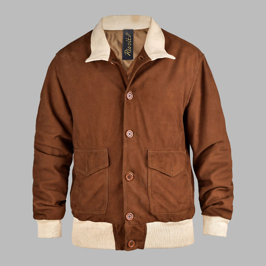 Brown Suede Bomber Jacket