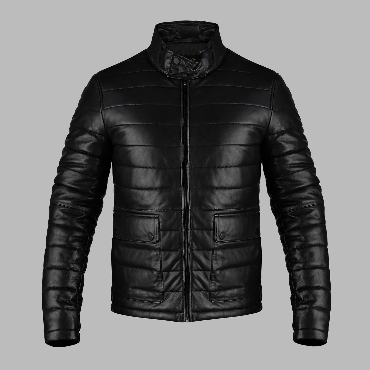 Mens Black Down Leather Jacket