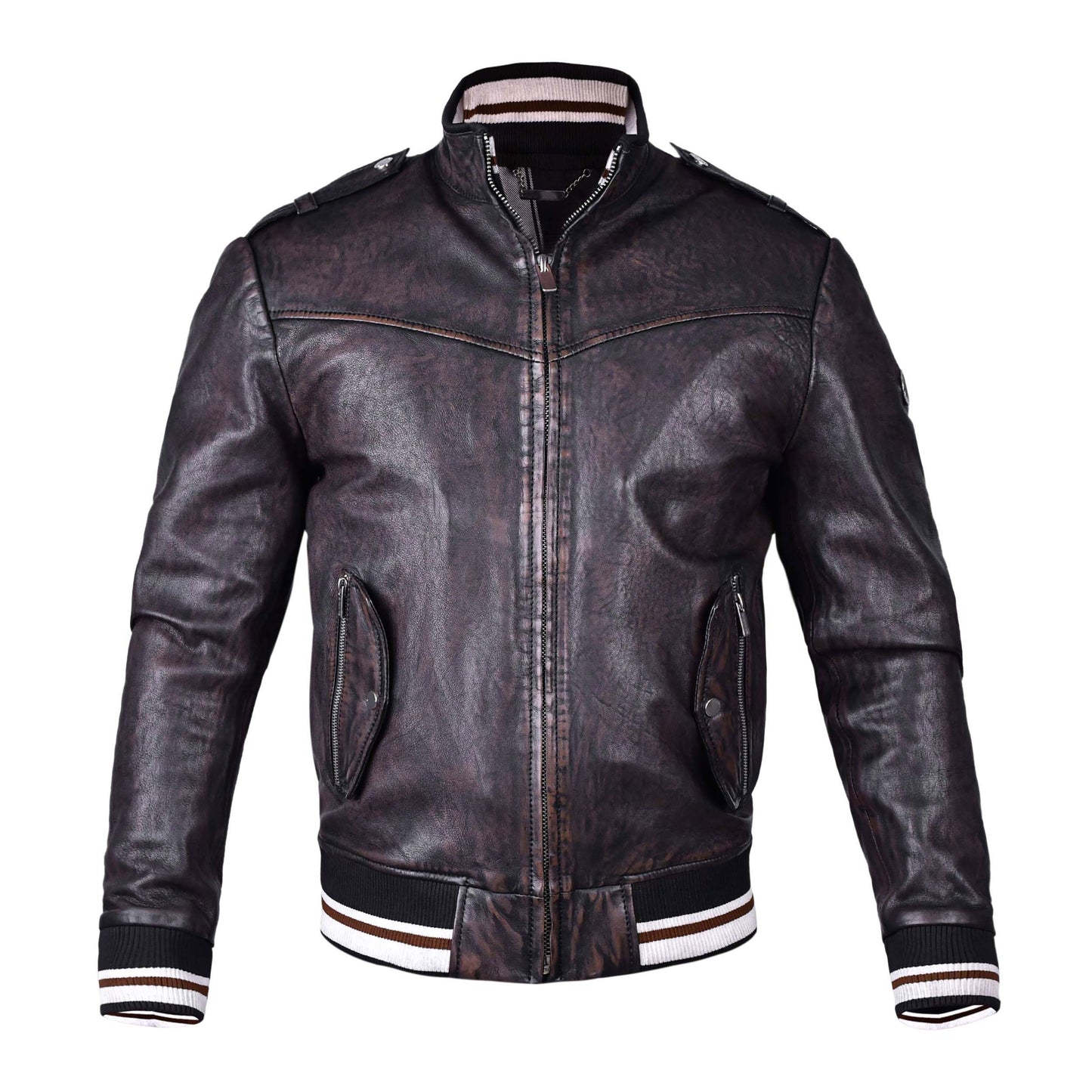 Mens Aviator Bomber Leather Jacket