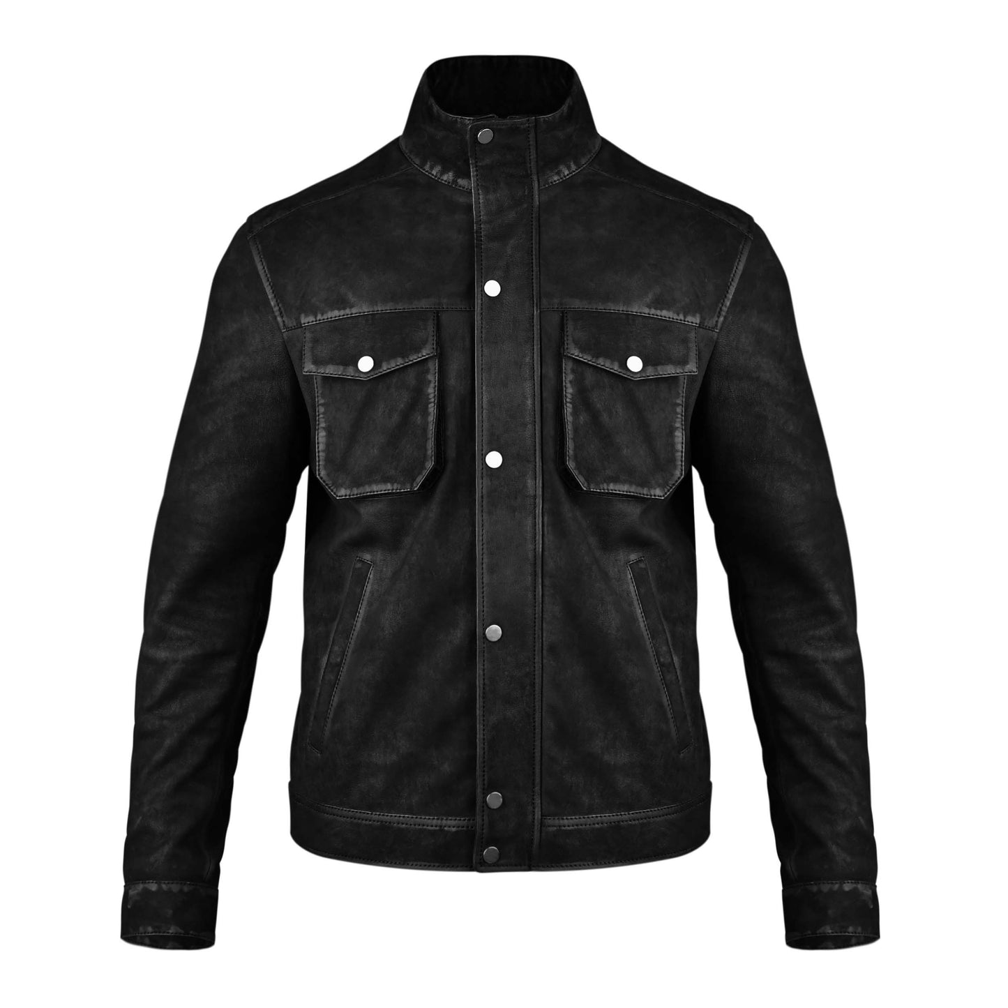 Mens Trucker Black Suede Leather Jacket