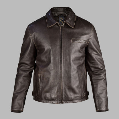 Dark Brown Vintage Leather Biker Jacket