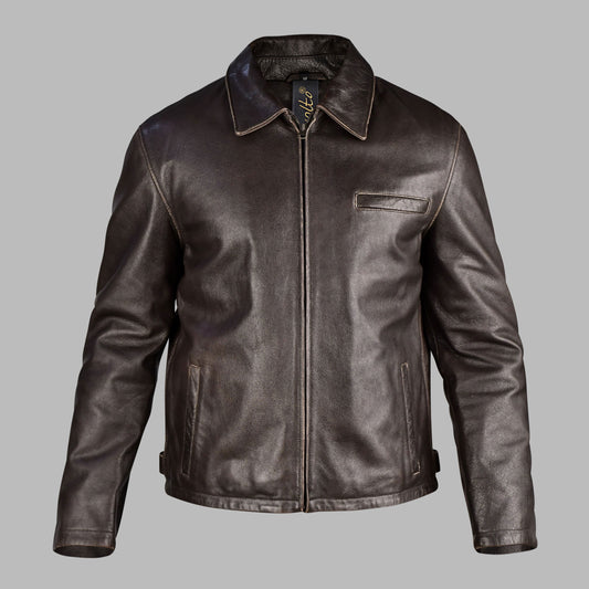 Dark Brown Vintage Leather Biker Jacket