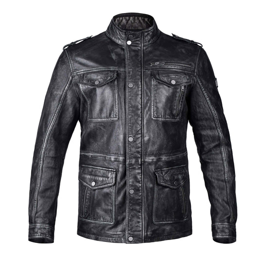Mens Aviator Black Long Leather Jacket