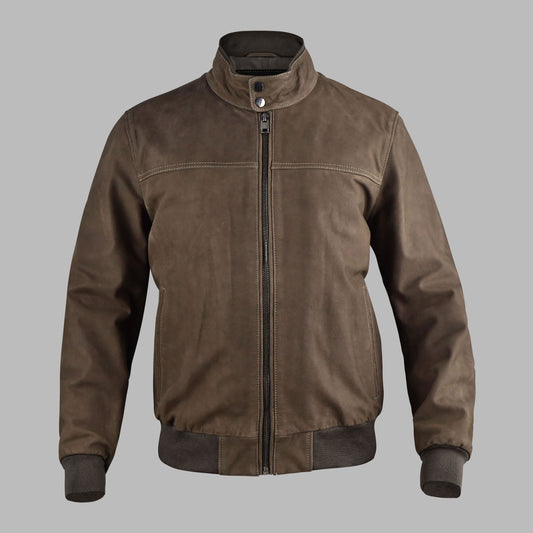 Brown Suede Leather Jacket For Men