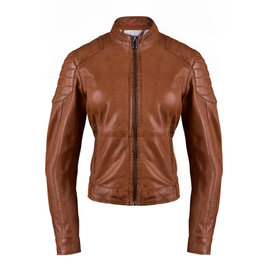 Womens Brown Biker Leather Jacket