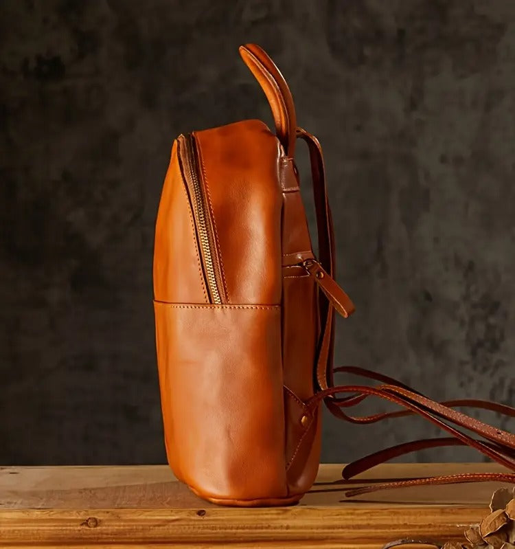 Premium  Chestnut Leather Work Backpack For Womens