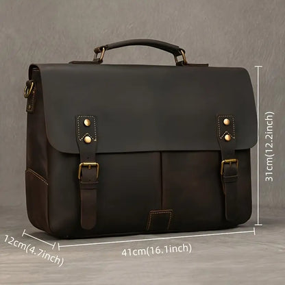 Top Layer Mens Leather Laptop Satchel Bag