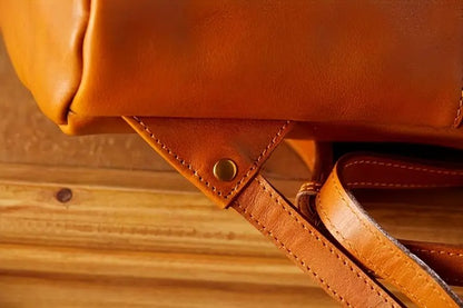 Premium  Chestnut Leather Work Backpack For Womens