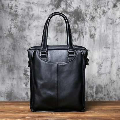 Unisex Ultra Soft Leather Vertical Laptop Bag