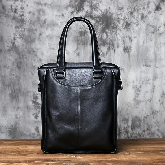 Unisex Ultra Soft Leather Vertical Laptop Bag