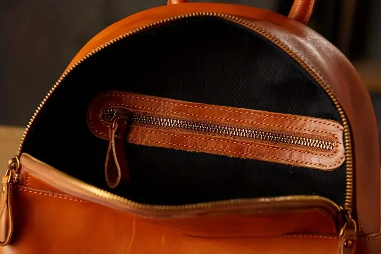 Premium  Chestnut Leather Work Backpack For Womens