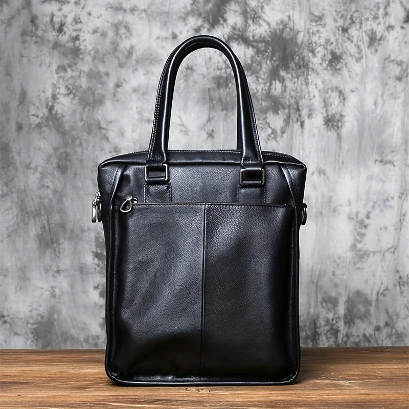 Unisex Ultra Soft Leather Vertical Laptop Bag
