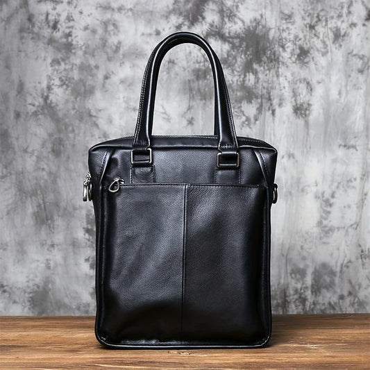 Unisex Ultra Soft Leather Vertical Laptop Bag