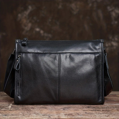 Mens Black Leather Laptop Work Bag