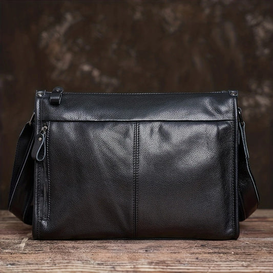 Mens Black Leather Laptop Work Bag