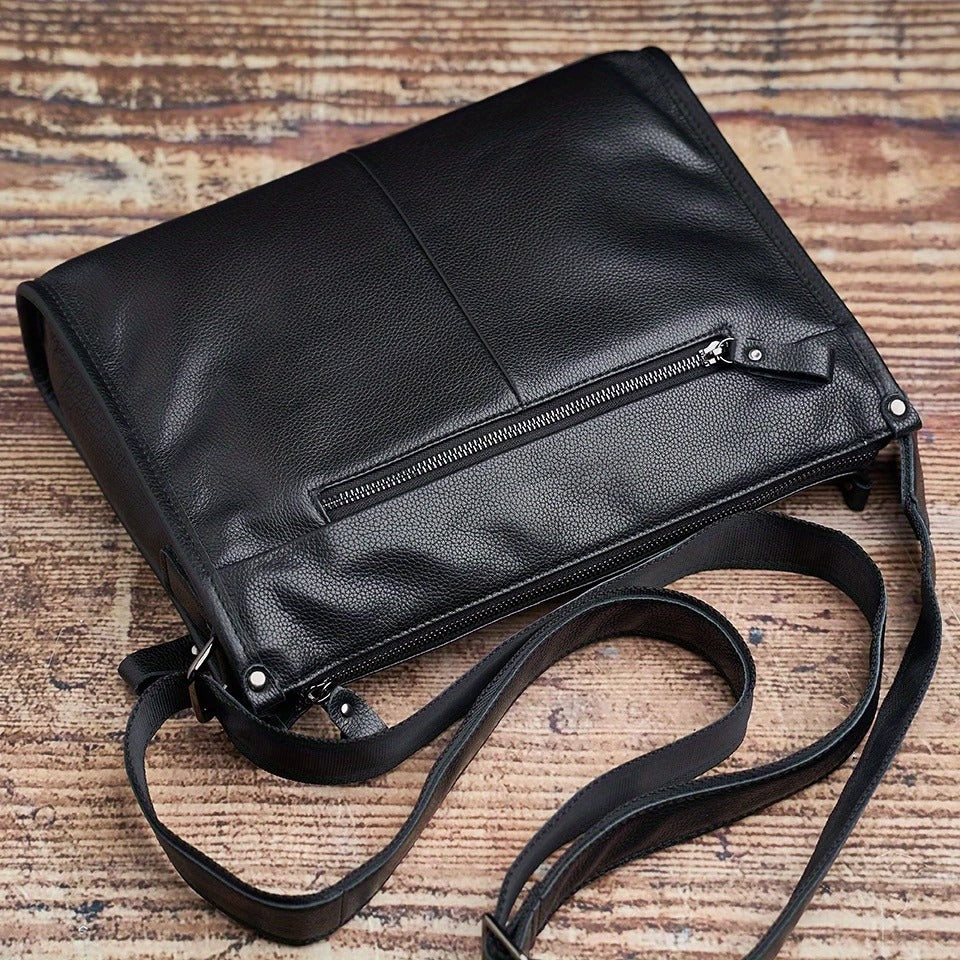 Mens Black Leather Laptop Work Bag