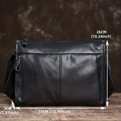 Mens Black Leather Laptop Work Bag