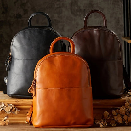 Premium  Chestnut Leather Work Backpack For Womens