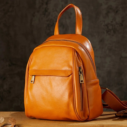 Black  Leather Mini Backpack For Womens