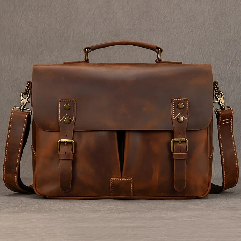 Top Layer Mens Leather Laptop Satchel Bag