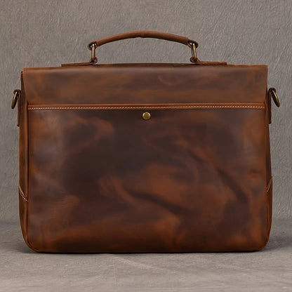 Top Layer Mens Leather Laptop Satchel Bag