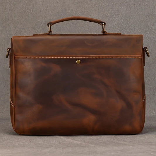 Top Layer Mens Leather Laptop Satchel Bag