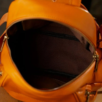 Black  Leather Mini Backpack For Womens