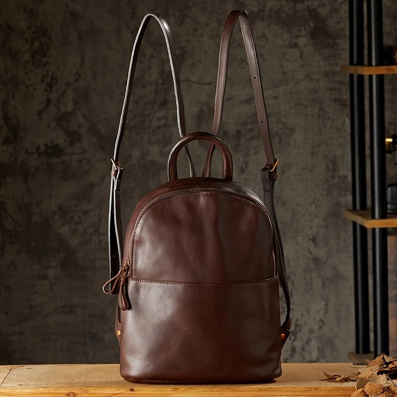 Premium  Chestnut Leather Work Backpack For Womens