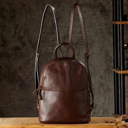Premium  Chestnut Leather Work Backpack For Womens