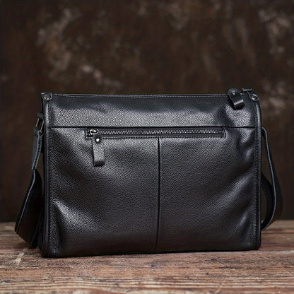 Mens Black Leather Laptop Work Bag