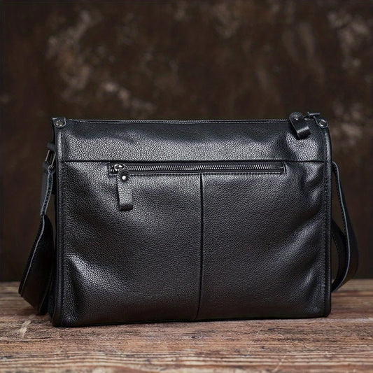 Mens Black Leather Laptop Work Bag