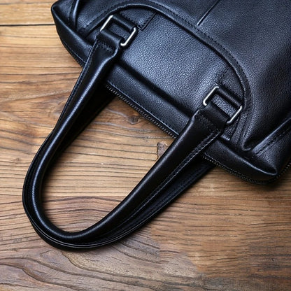 Unisex Ultra Soft Leather Vertical Laptop Bag