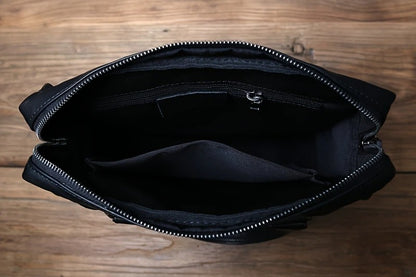 Unisex Ultra Soft Leather Vertical Laptop Bag